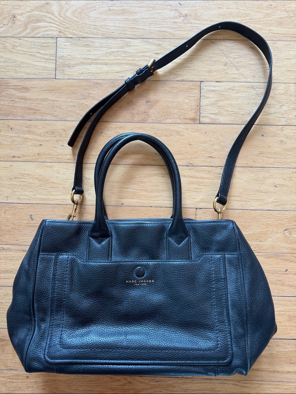 Marc Jacobs Black Pebbled Leather Convertible Shoulder Bag